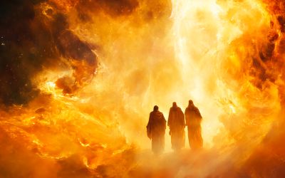 Illustration of three men in a fire, to illustrate the article 